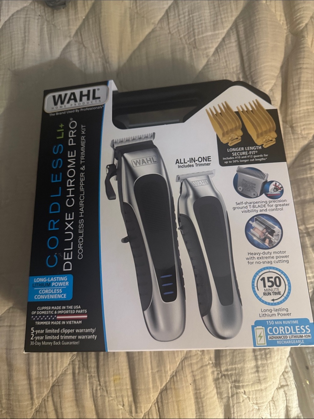 Wahl Cordless Deluxe Chrome Pro Hair Clipper & Trimmer Kit - Silver and Black